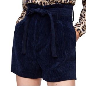Zara Corduroy High Waist Belted Shorts